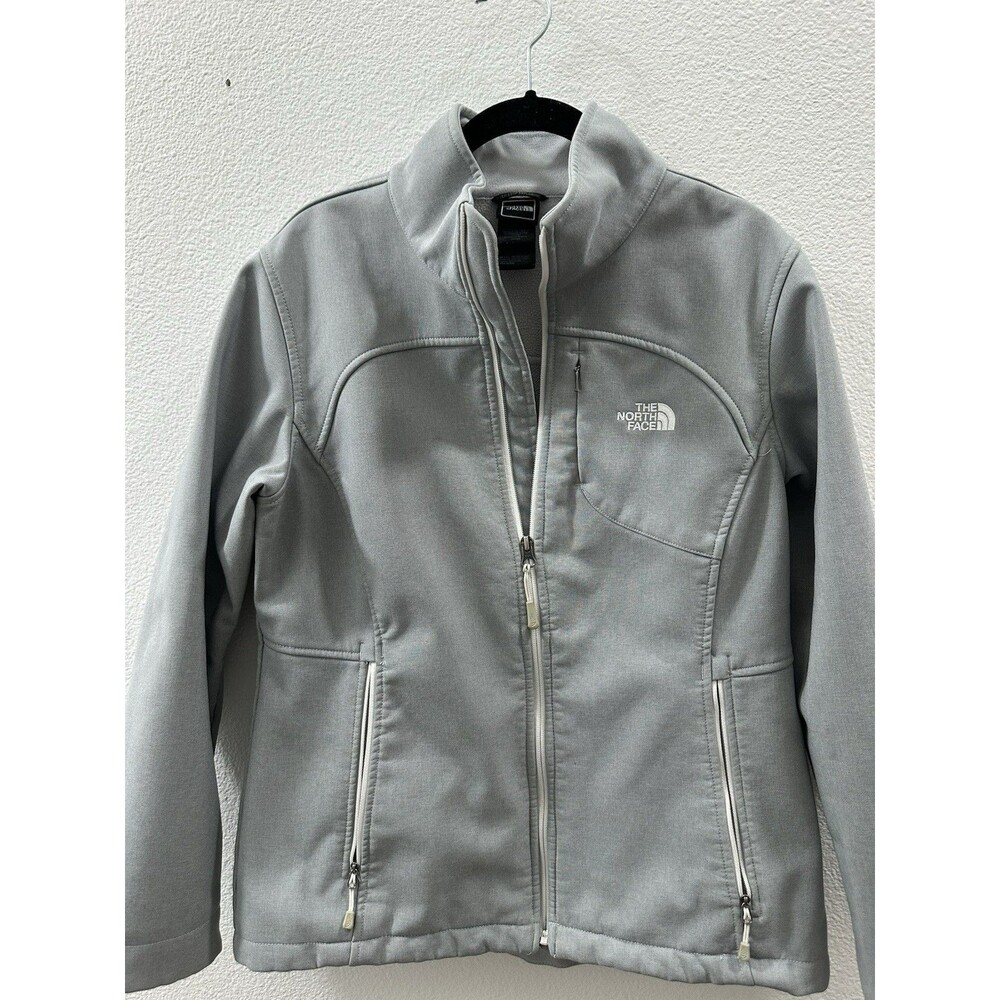 North Face Women Large Gray Grey Apex Bionic Windwall Fleece Lined Full Zip